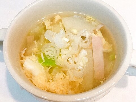 朝ごはんにどうぞ 蕪と白菜とハムの中華卵スープ レシピ 作り方 By だだちゃまめごはん 楽天レシピ